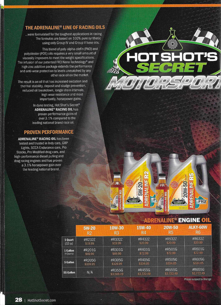 HOT SHOTS SECRET (MOTORSPORTS) ADRENALINE ENGINE OIL